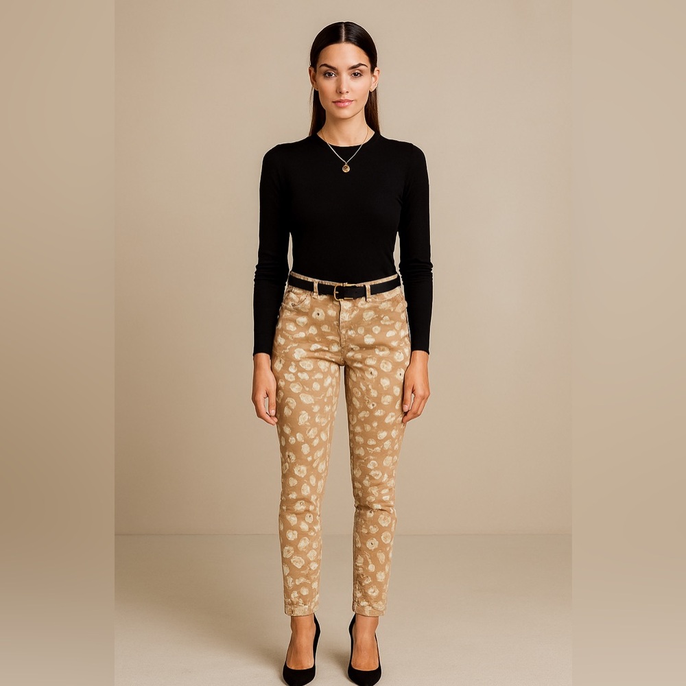 NWT $260 JUDE SKINNY JEANS BLACK ORCHID LOS ANGELES ANIMAL PRINT TAN & GOLD 28